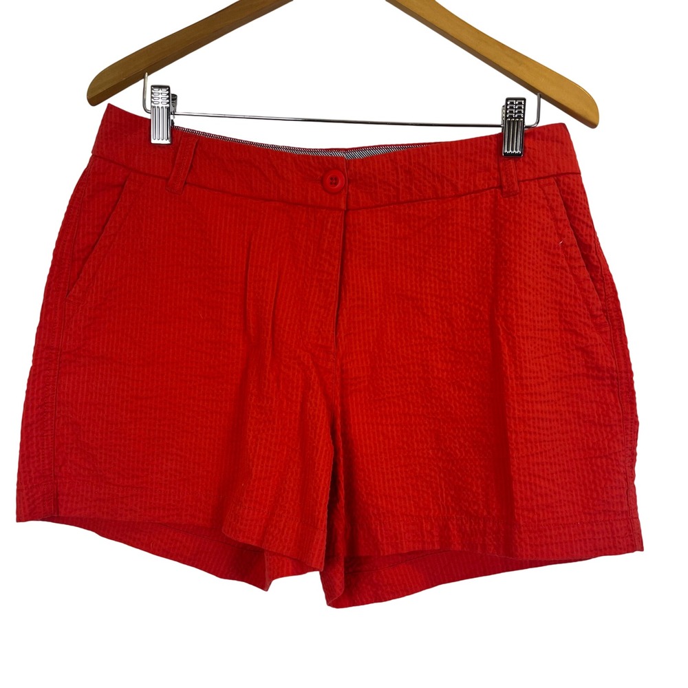 NWT Crown & Ivy Caroline Red Seersucker Shorts 12P Petite 4 Inch Inseam (k560)